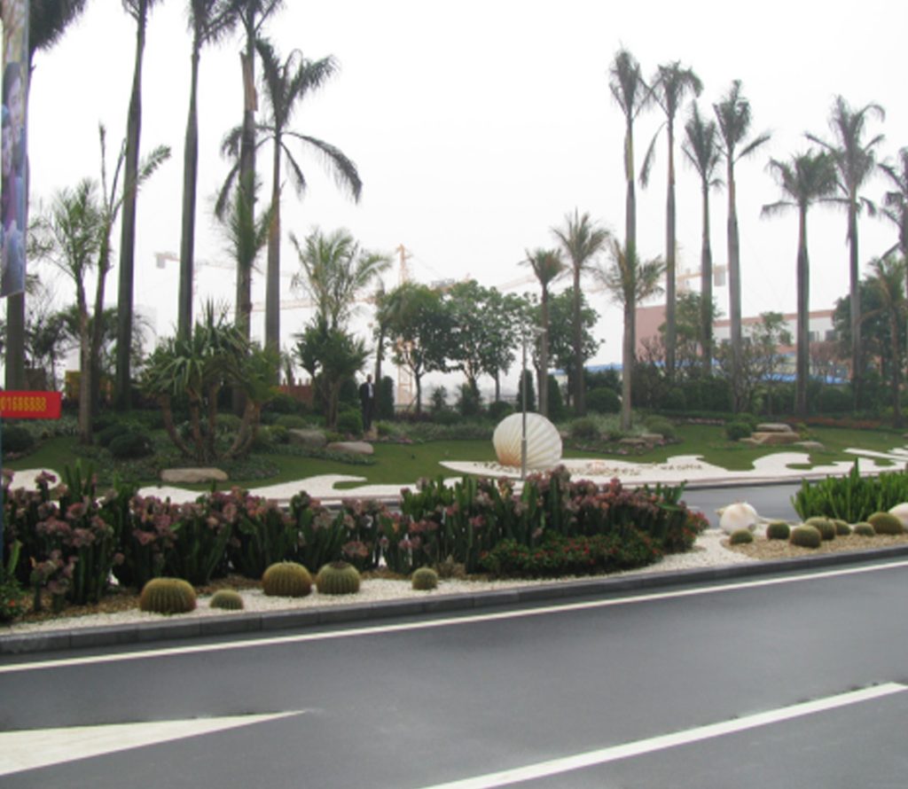 小区现代棕榈植物中庭景观设计实景图，居住区绿化园林道路效果图，地产示范区景观方案参考